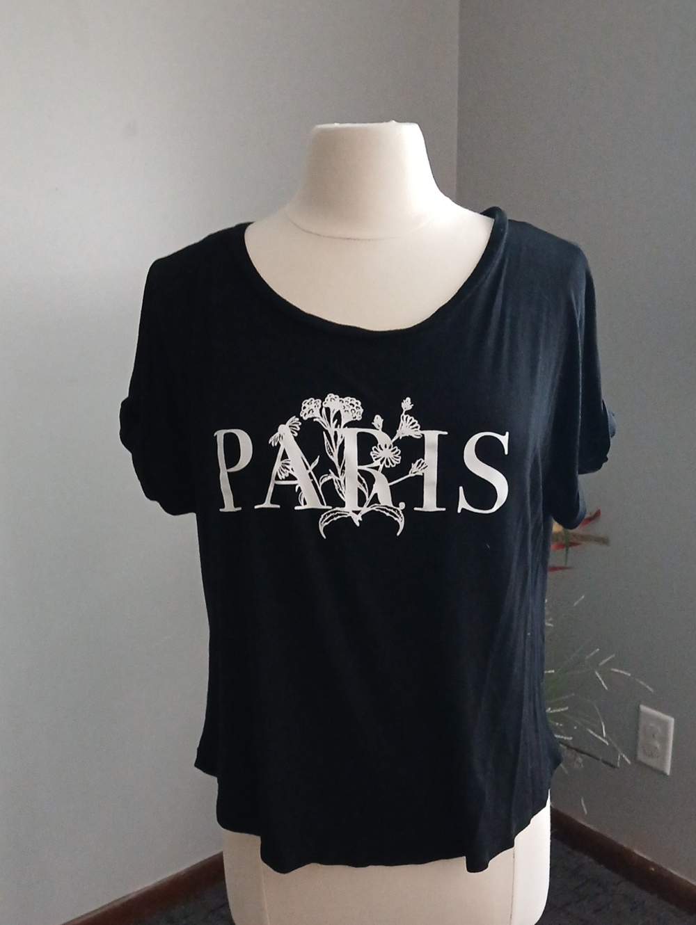Black 'Paris' Short Sleeve Graphic Tee